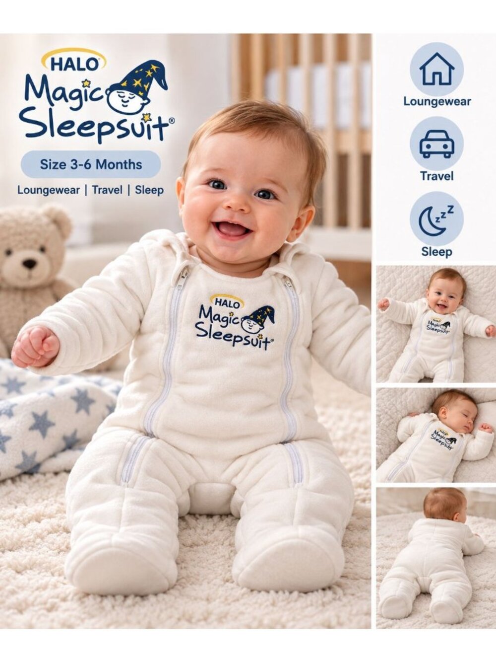 Baby Merlin's Magic Sleepsuit Size 3-6 months Loungewear Travel Sleepwear